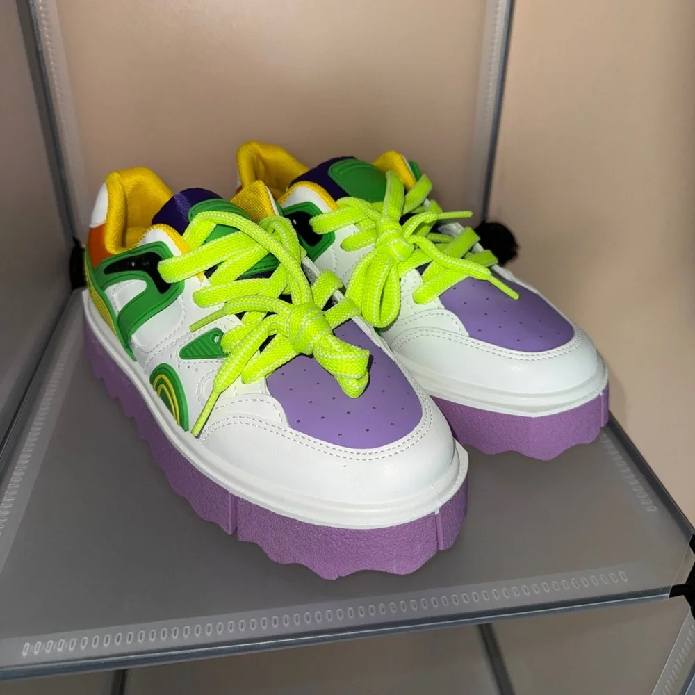 Forever Link Women's Multicolored Chunky Platform Sneakers Size 6.5